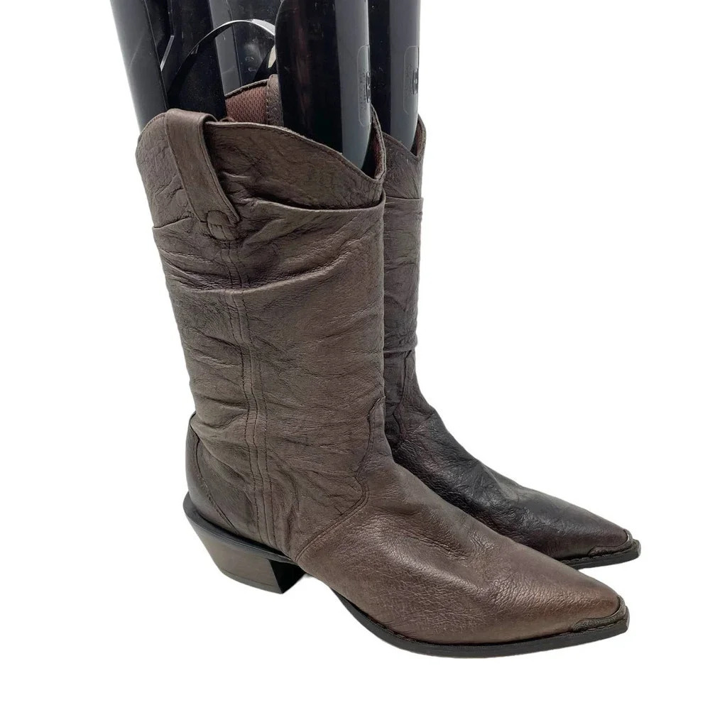 Durango Crush Brown Leather Slouch‎ Western Cowboy Boots Size 7.5